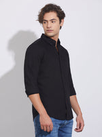 Black Moderno Fit Regular Collar Shirt for Men by Being Human Clothing