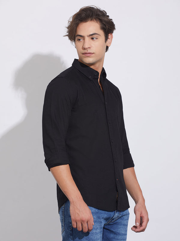 Black Moderno Fit Regular Collar Shirt for Men by Being Human Clothing
