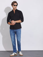 Black Moderno Fit Regular Collar Shirt for Men by Being Human Clothing