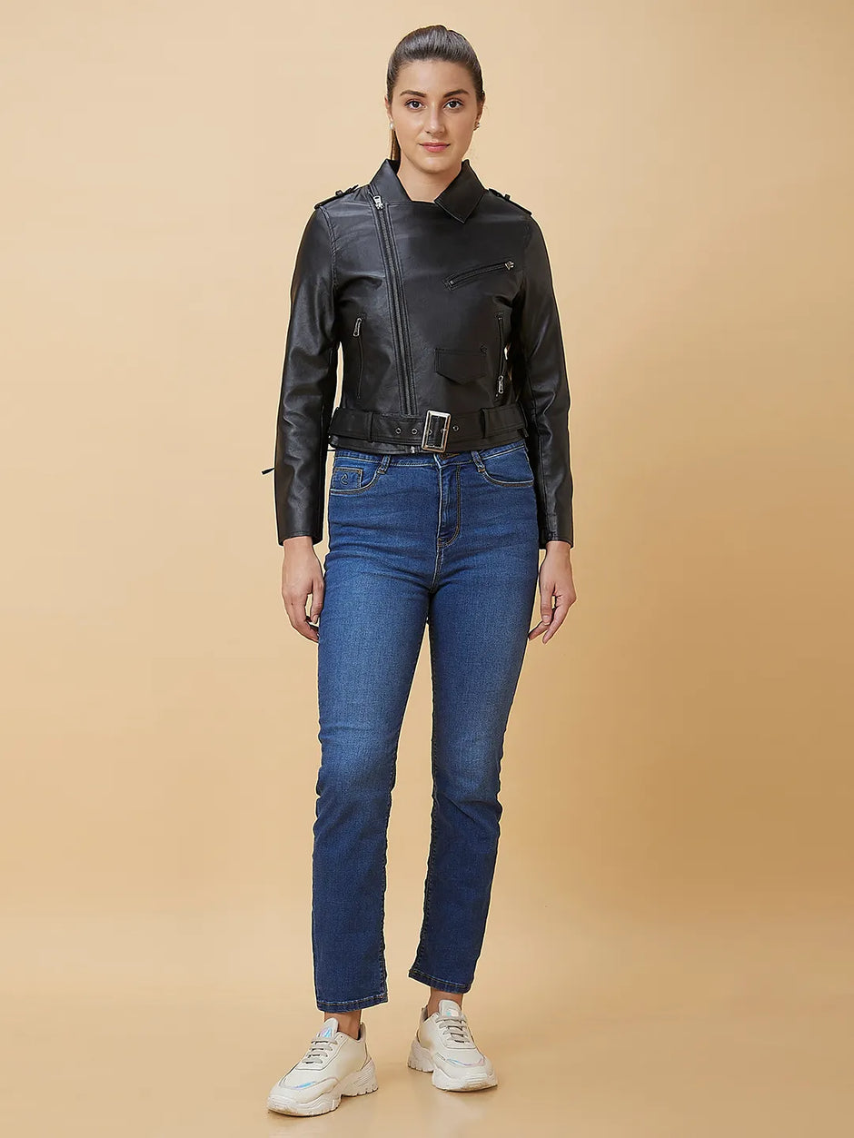 Black Boxy Fit Long Sleeve Women's Jacket By Being Human Clothing