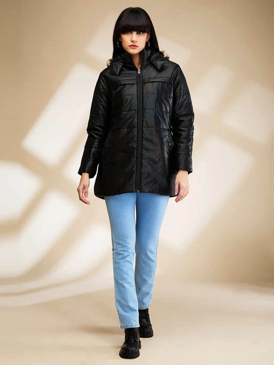 Black Slim Fit Long Sleeve Women's Jacket By Being Human Clothing